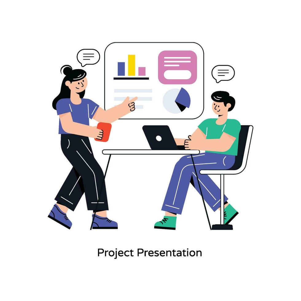 Project Presentation Flat Style Design Vector illustration. Stock illustration