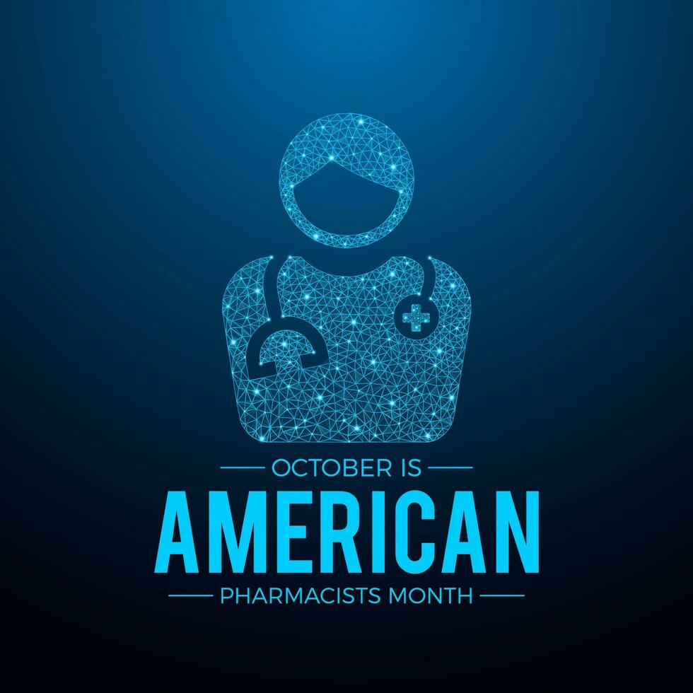 nacional farmacéuticos mes es observado cada año en octubre. octubre es nacional americano farmacéuticos mes. bajo escuela politécnica estilo diseño. vector