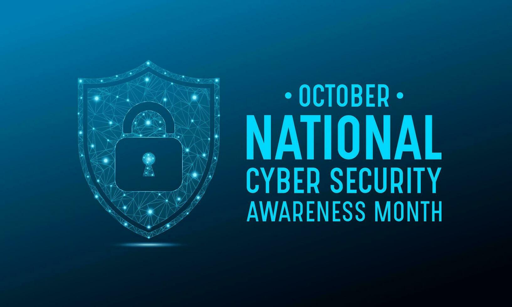 National cyber security awareness month is observed every year in october. Low poly style design. Cyber security banner vector isolated on geometric background.