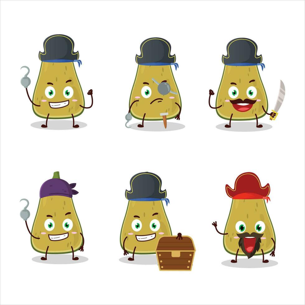 Cartoon character of slice of squash with various pirates emoticons vector