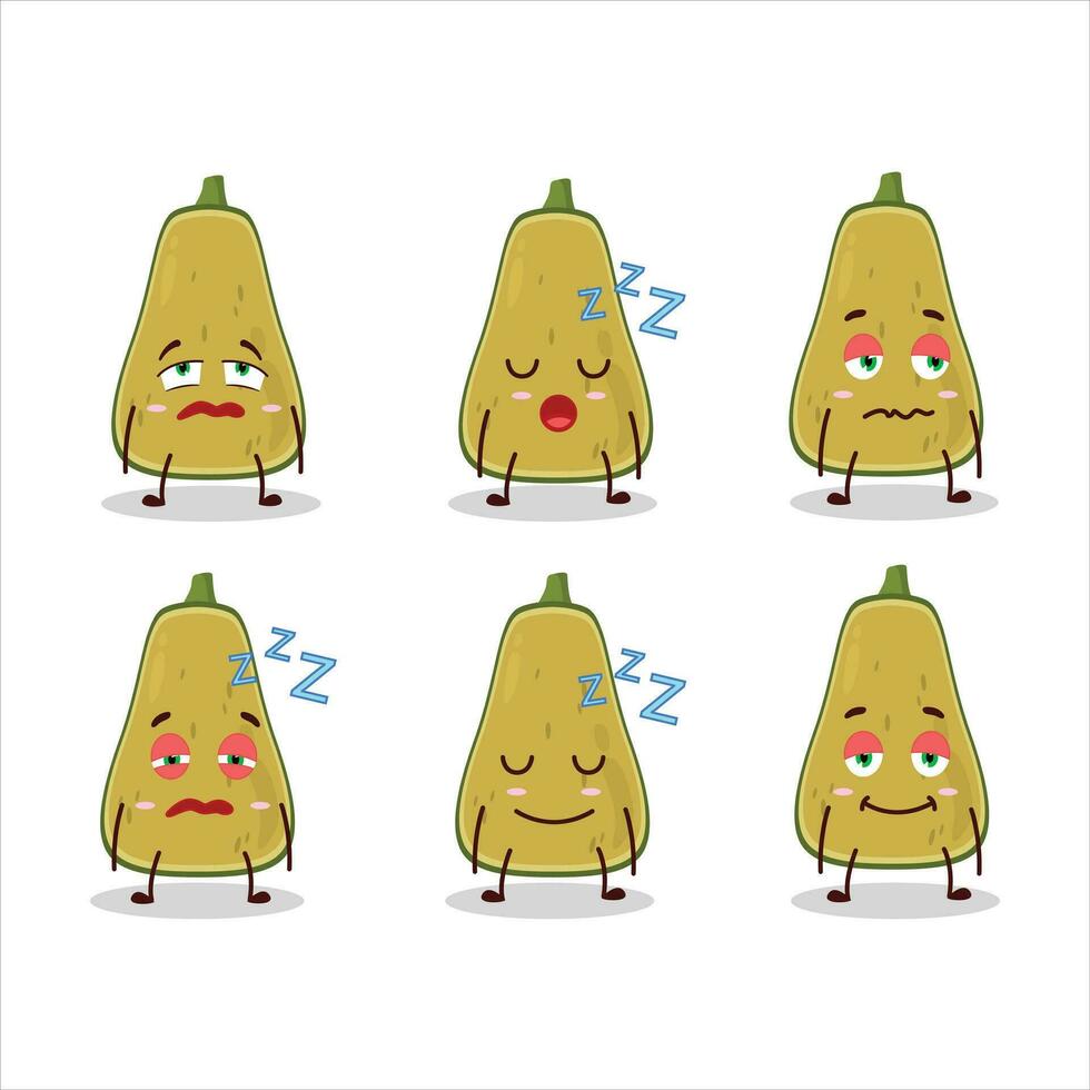 Cartoon character of slice of squash with sleepy expression vector