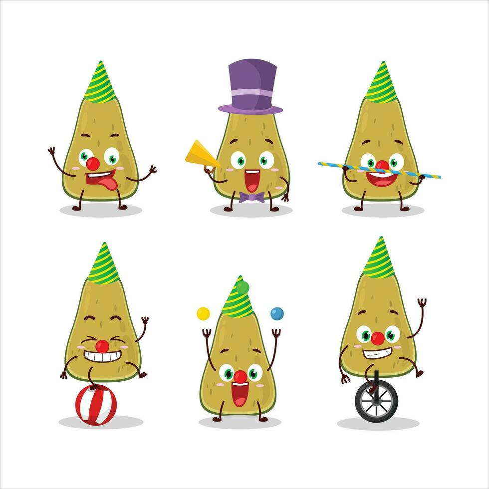 Cartoon character of slice of squash with various circus shows vector