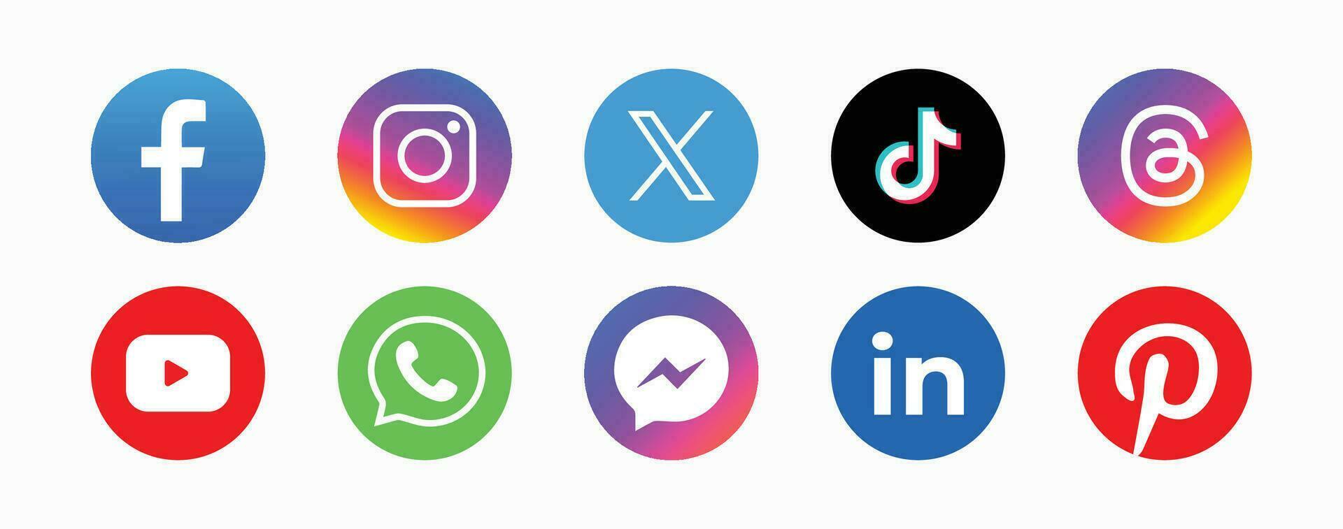Set of social media icon in white background. Set of social media icon set collection. vector
