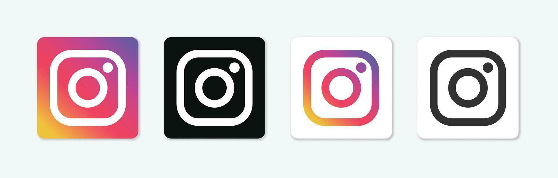 Set of instagram social media logo icons. instagram icon. Simple vector illustration.