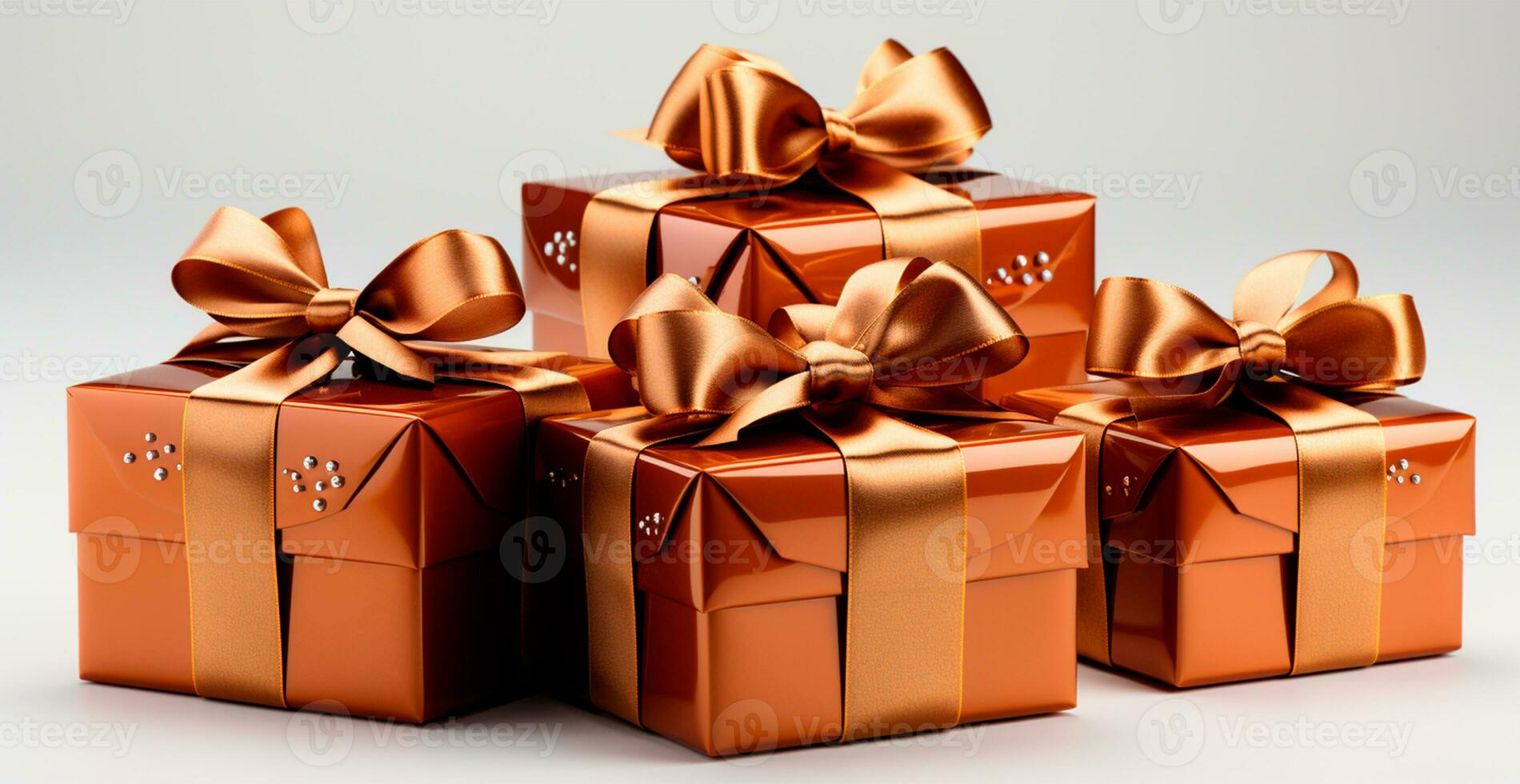 Beautiful Christmas gift box on white background - AI generated image photo