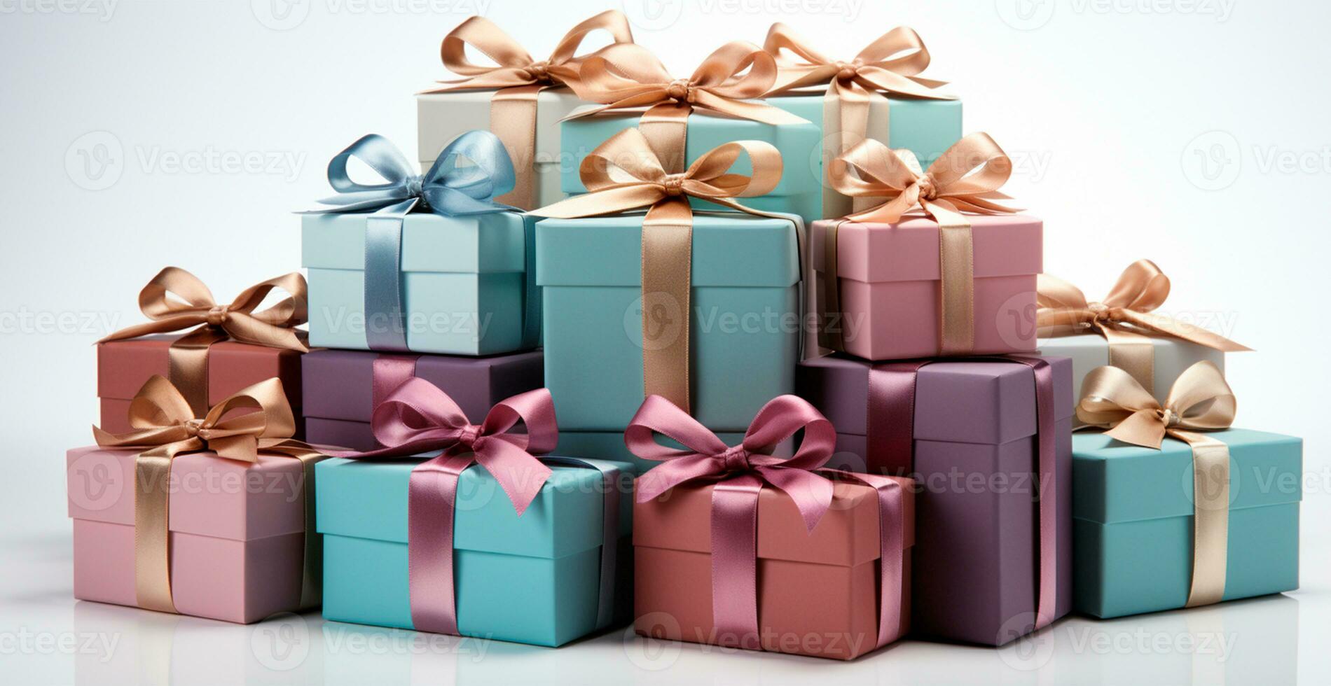 Beautiful Christmas gift box on white background - AI generated image photo