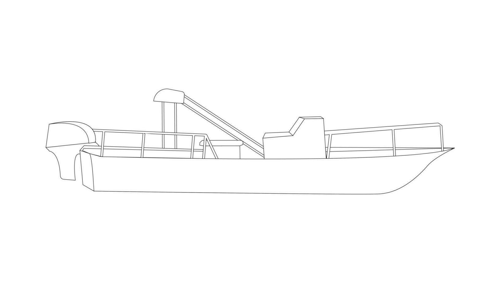 outline of a fishing boat vector