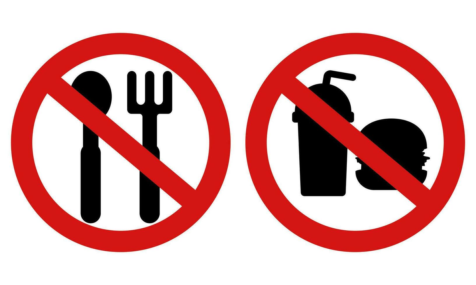 prohibited eating and drinking sign vector