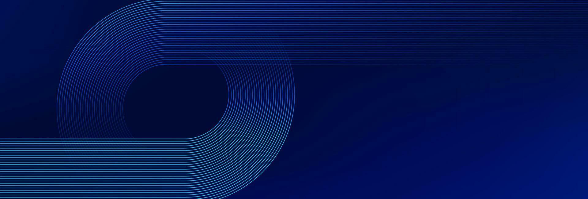 Abstract blue background with glowing circle lines. Modern shining line art design. Futuristic concept. Banners, posters, covers, wallpapers. Vector illustration