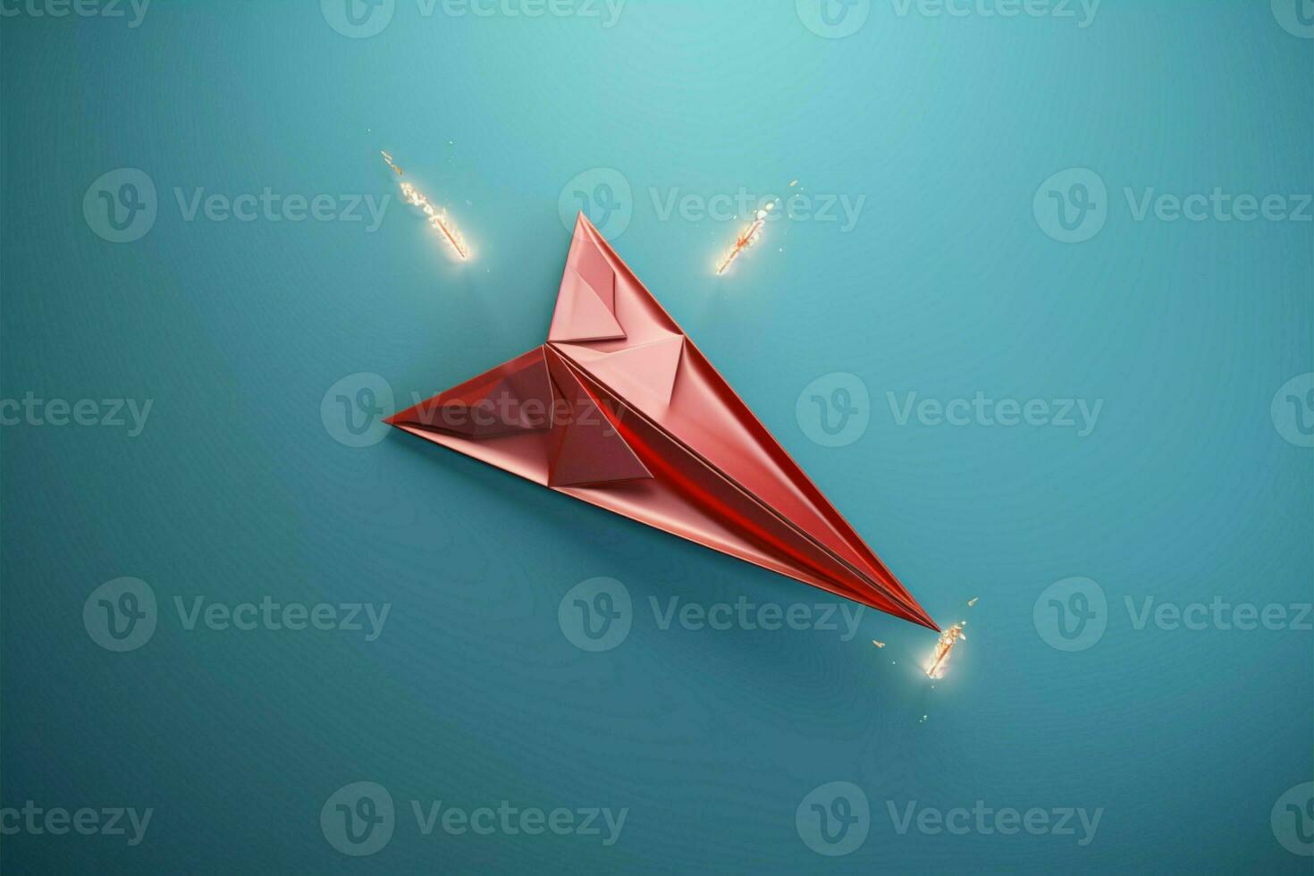 Red paper airplane disrupts, symbolizing technological transformation AI Generated photo