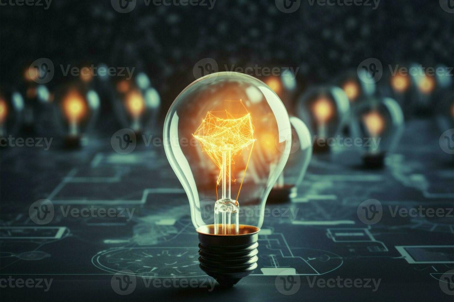 A 3D light bulb backdrop exemplifies vintage style business strategy AI Generated photo