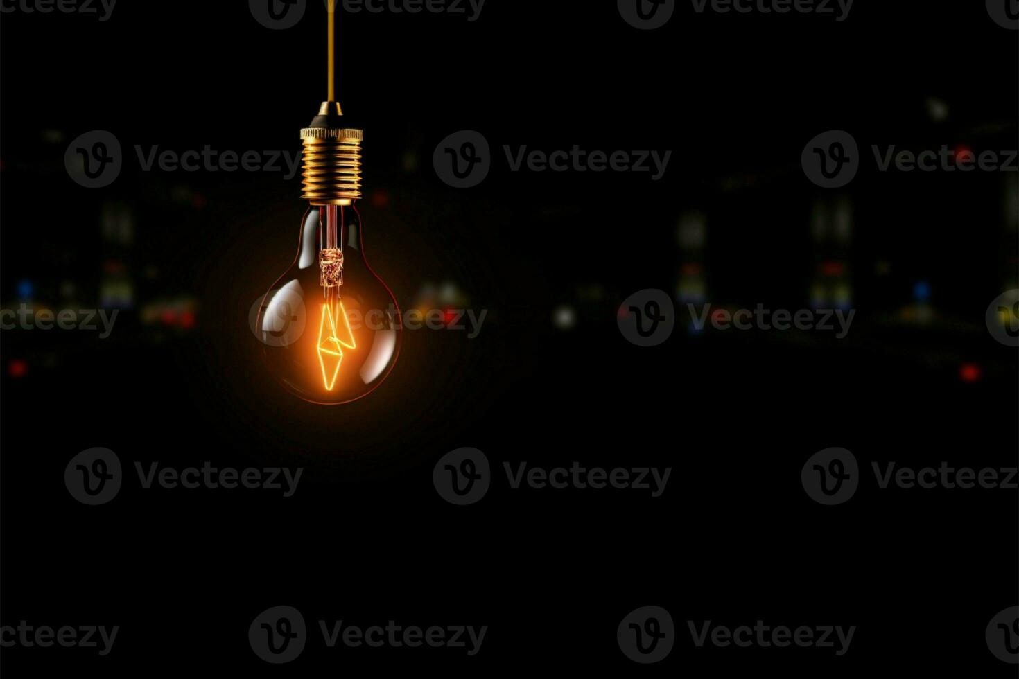 Glowing incandescent light probe suspended in a dark 3D rendered space AI Generated photo