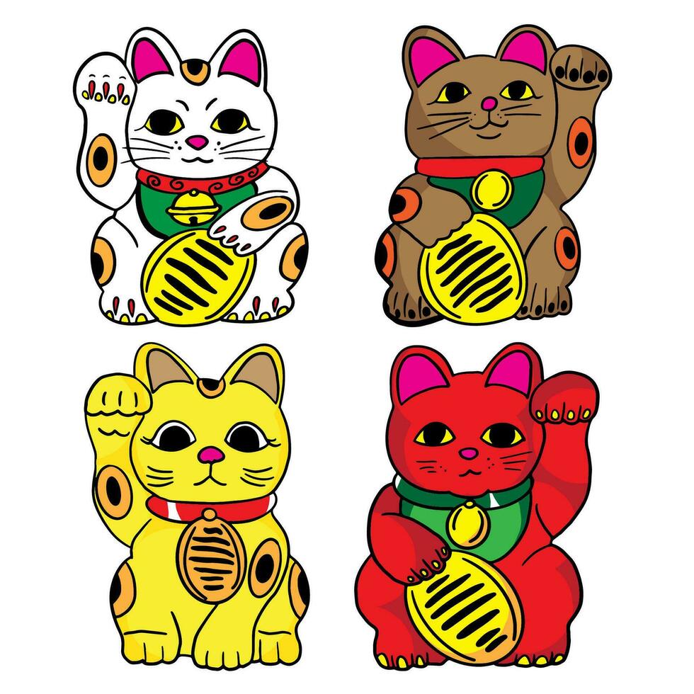 el maneki neko dibujo imagen para japonés concepto vector