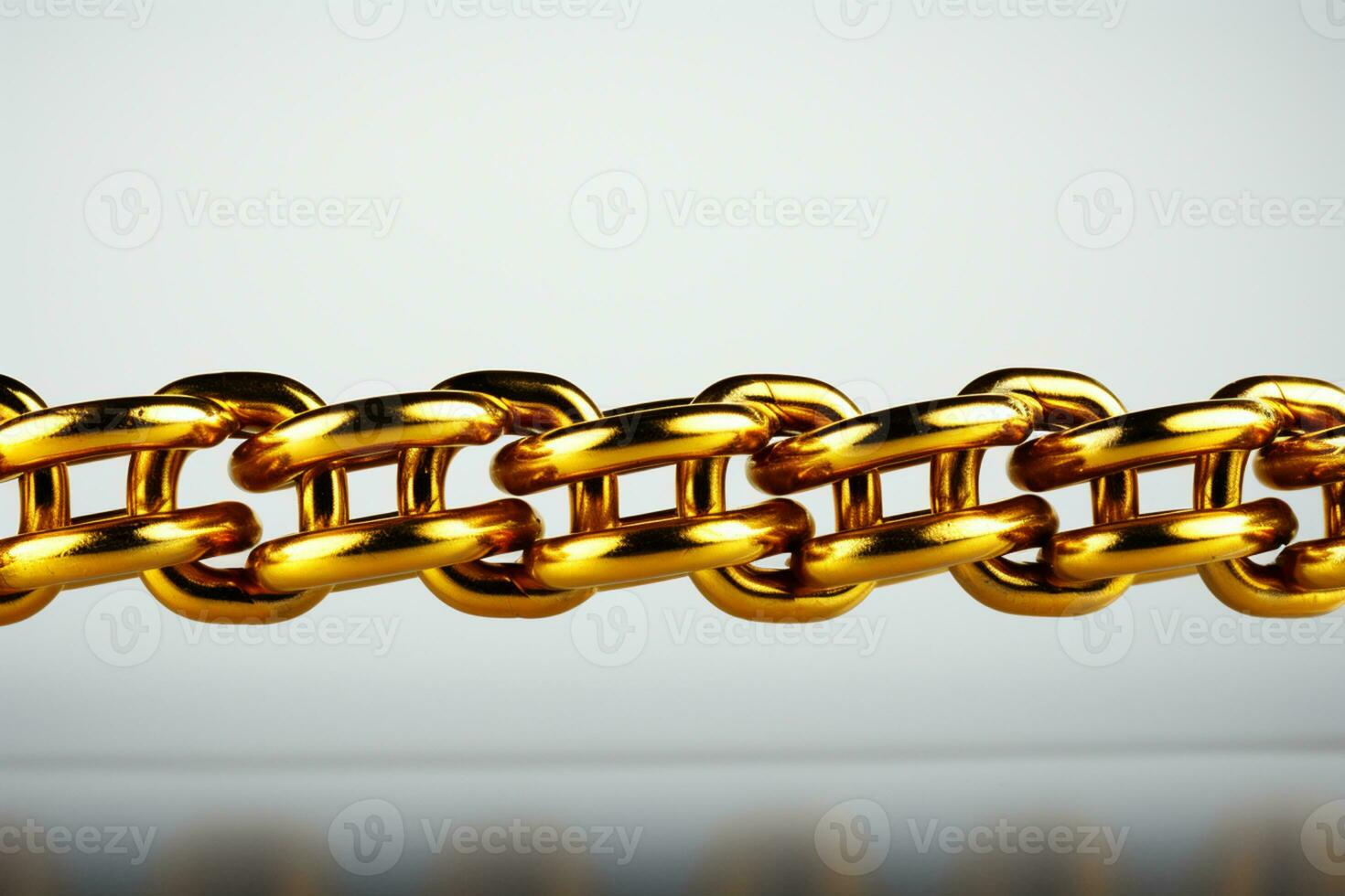 Golden link binds chain, isolated on white background AI Generated photo