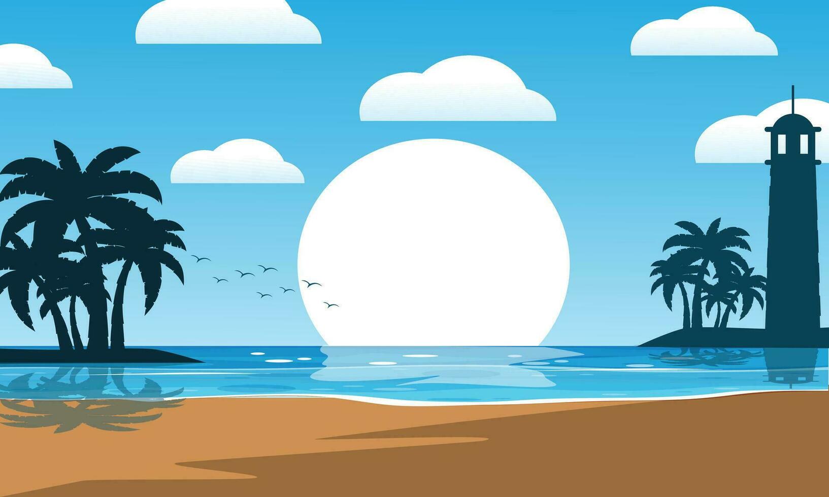 beach island with sunrise vector