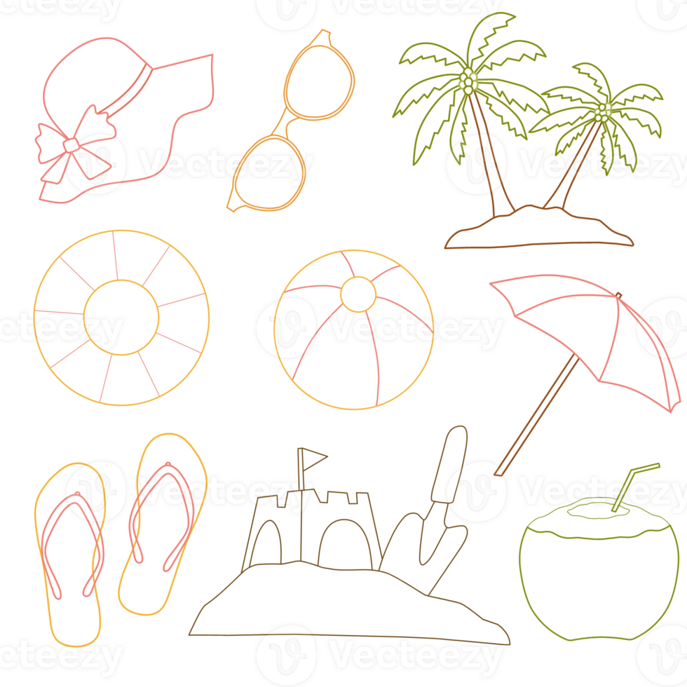 Set Of Summer Doodle png
