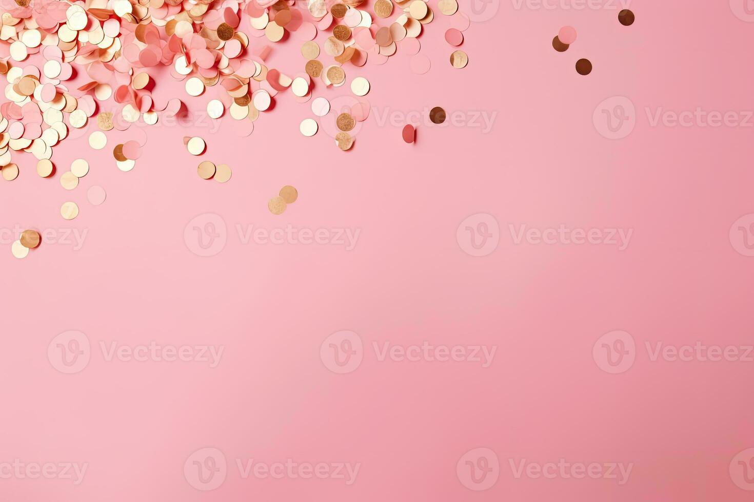 confetti on pink background with copy space. AI Generated photo