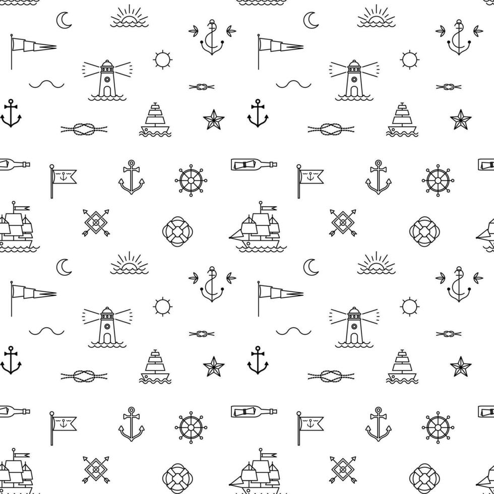 seamless pattern with nautical symbols vector