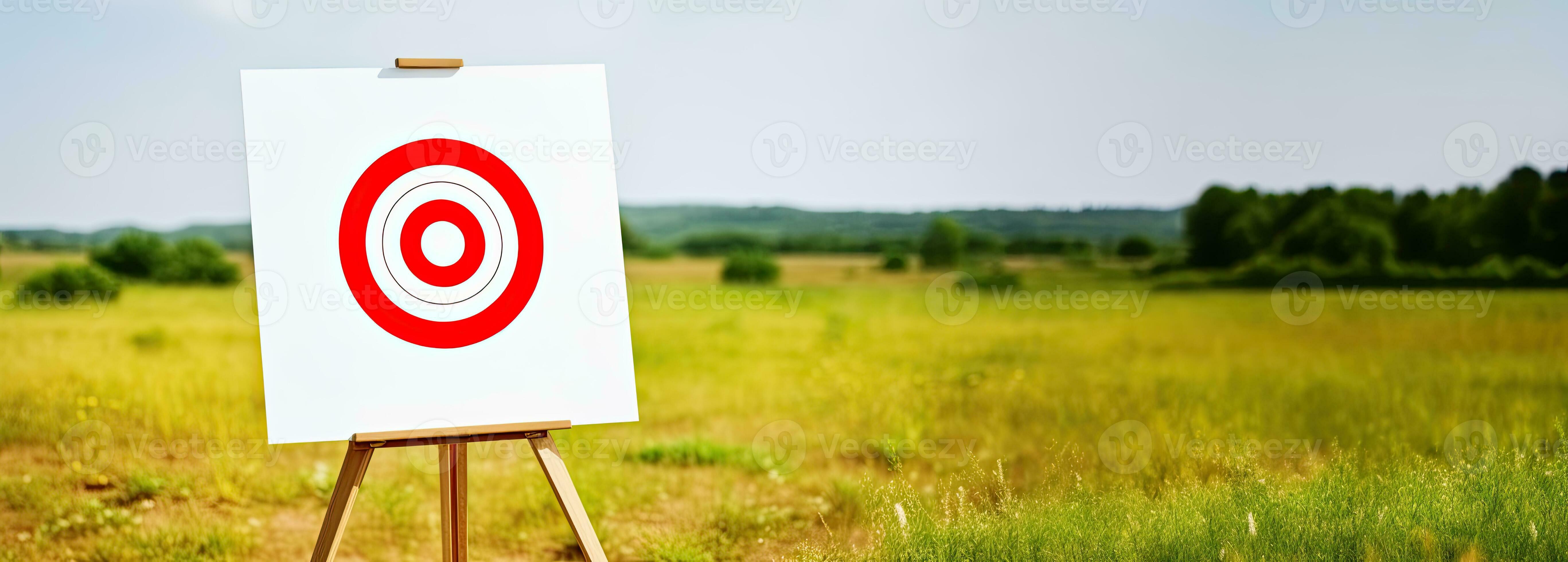 Archery target in a field. Goal and target concept. AI Generated