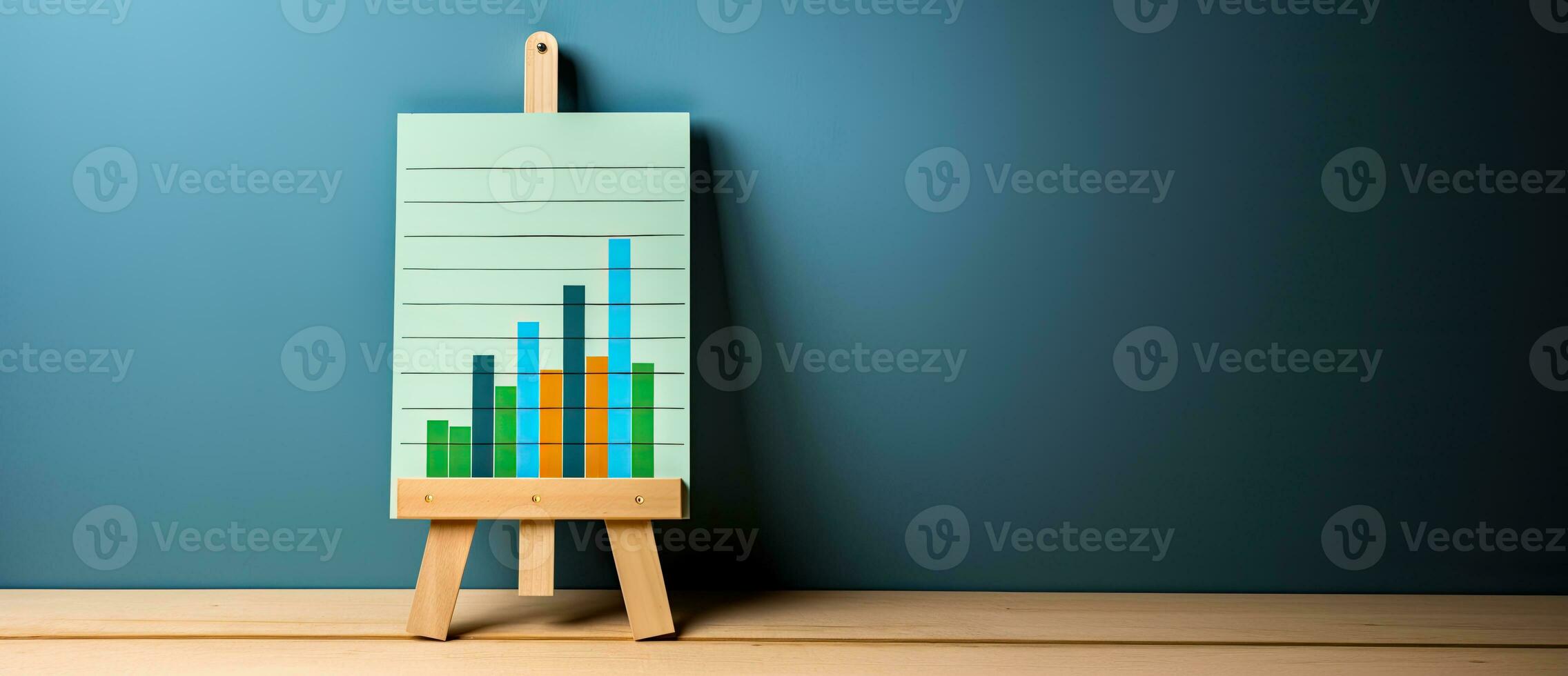 Graph on an easel with copy space. Business and marketing concept. AI Generated photo