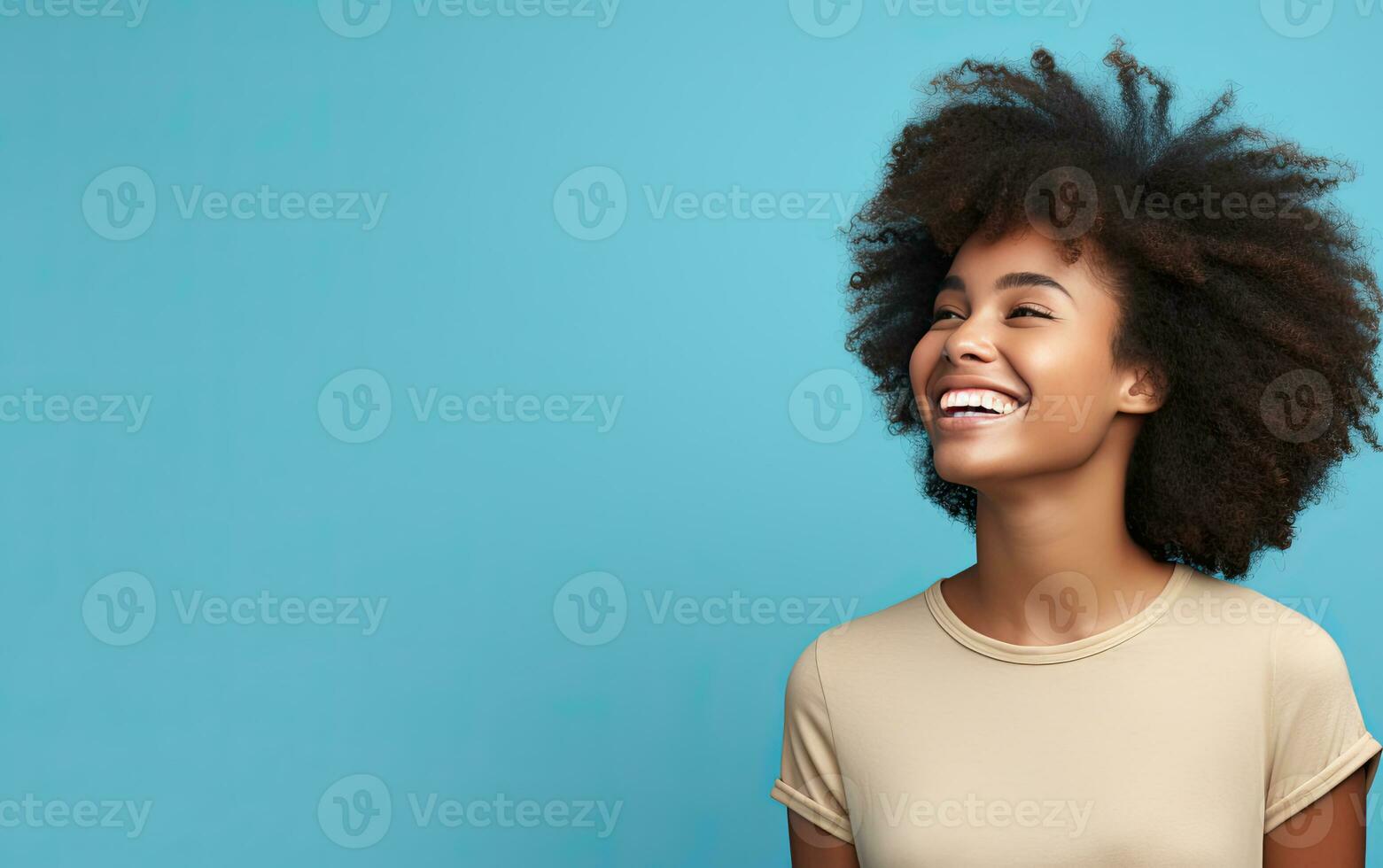 A smiling African American woman with copy space. Empowerment concept AI Generated photo