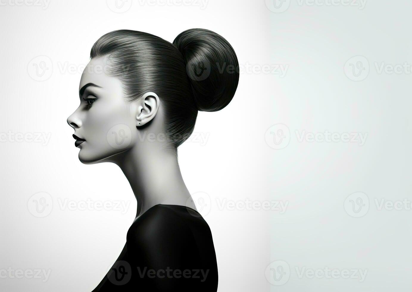 Portrait of a young woman with an elegant hairstyle. Beauty concept. AI Generated photo