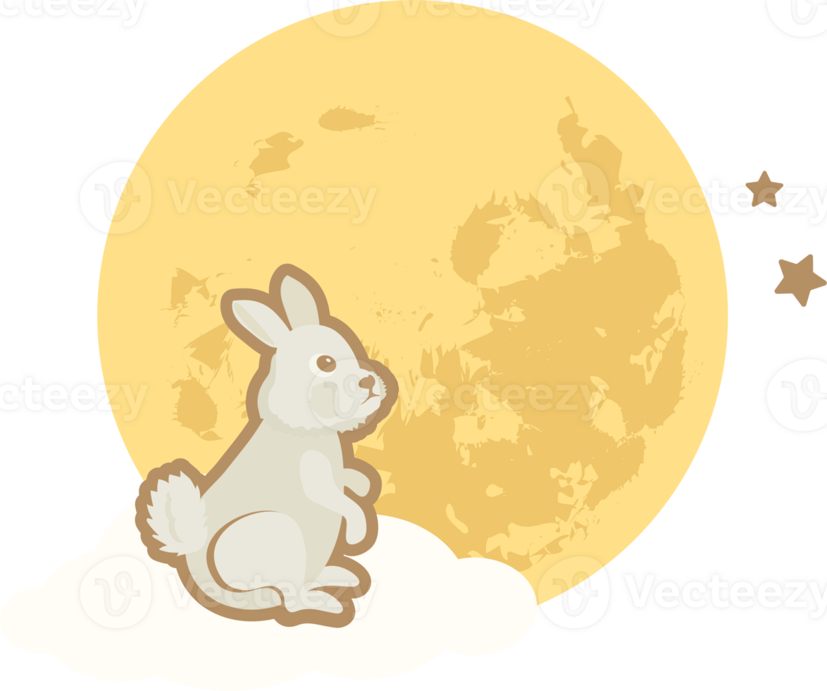 Mid Autumn Festival Concept Design with Cute Rabbits, Bunnies and Moon Illustrations. png