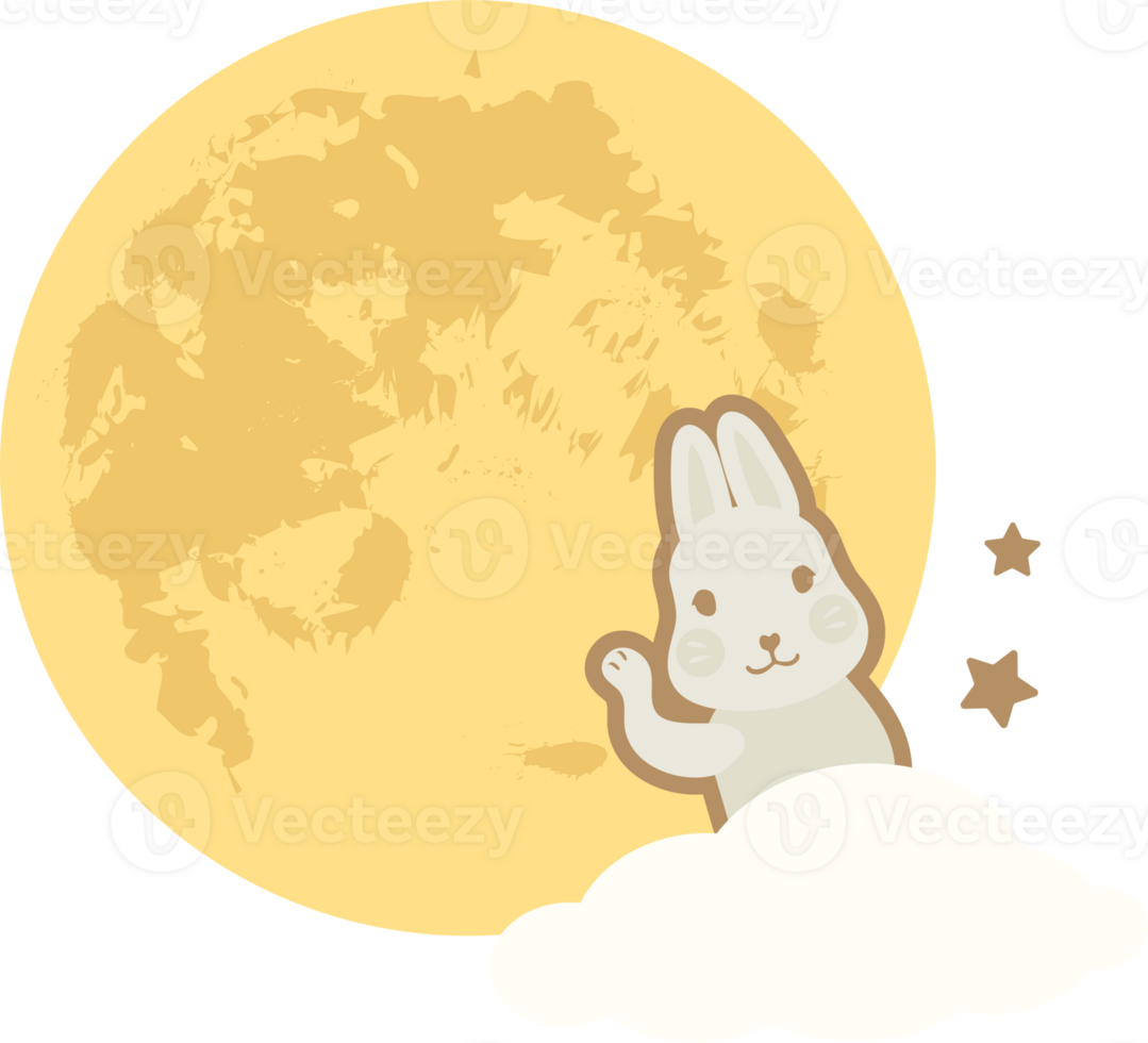 Mid Autumn Festival Concept Design with Cute Rabbits, Bunnies and Moon Illustrations. png