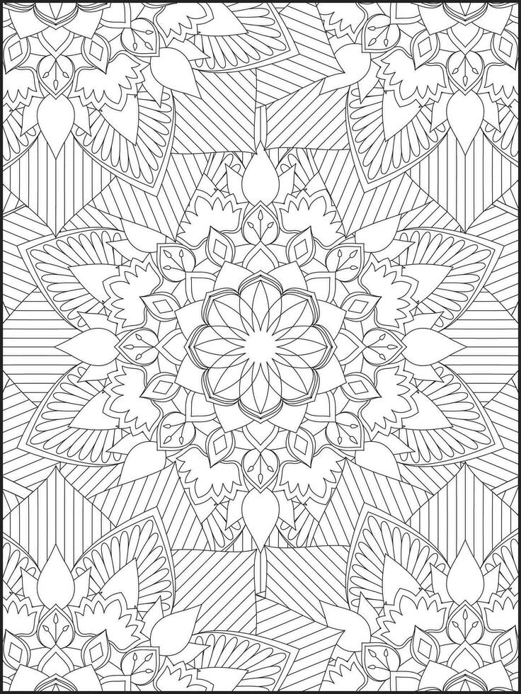 Mandala, mandala coloring page, floral mandala coloring page. Floral Mandala Pattern Adult Coloring Page vector