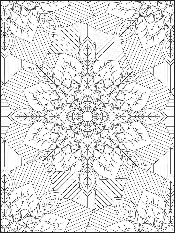 Mandala, mandala coloring page, floral mandala coloring page. Floral Mandala Pattern Adult Coloring Page vector