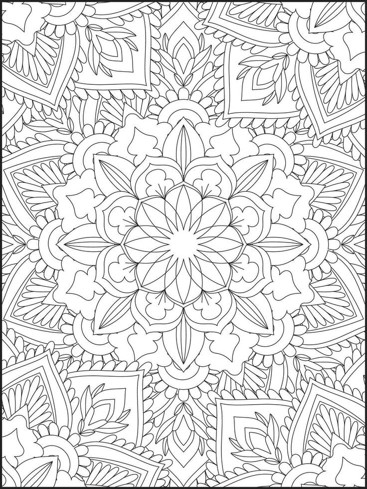 Mandala, mandala coloring page, floral mandala coloring page. Floral Mandala Pattern Adult Coloring Page vector