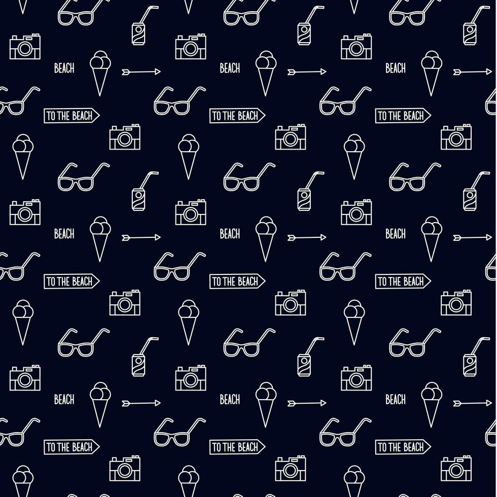 seamless pattern with icons of ice cream, glasses and other items vector