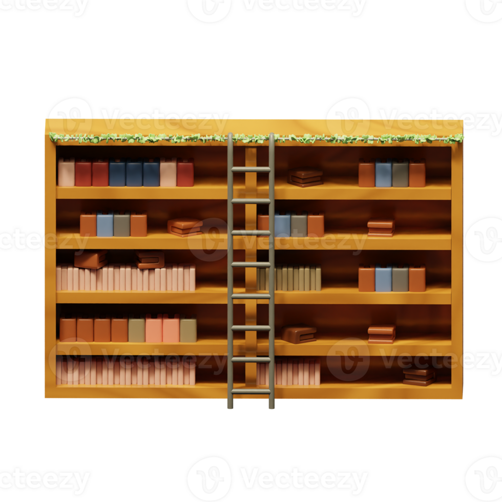 bookshelf 3d illustration png