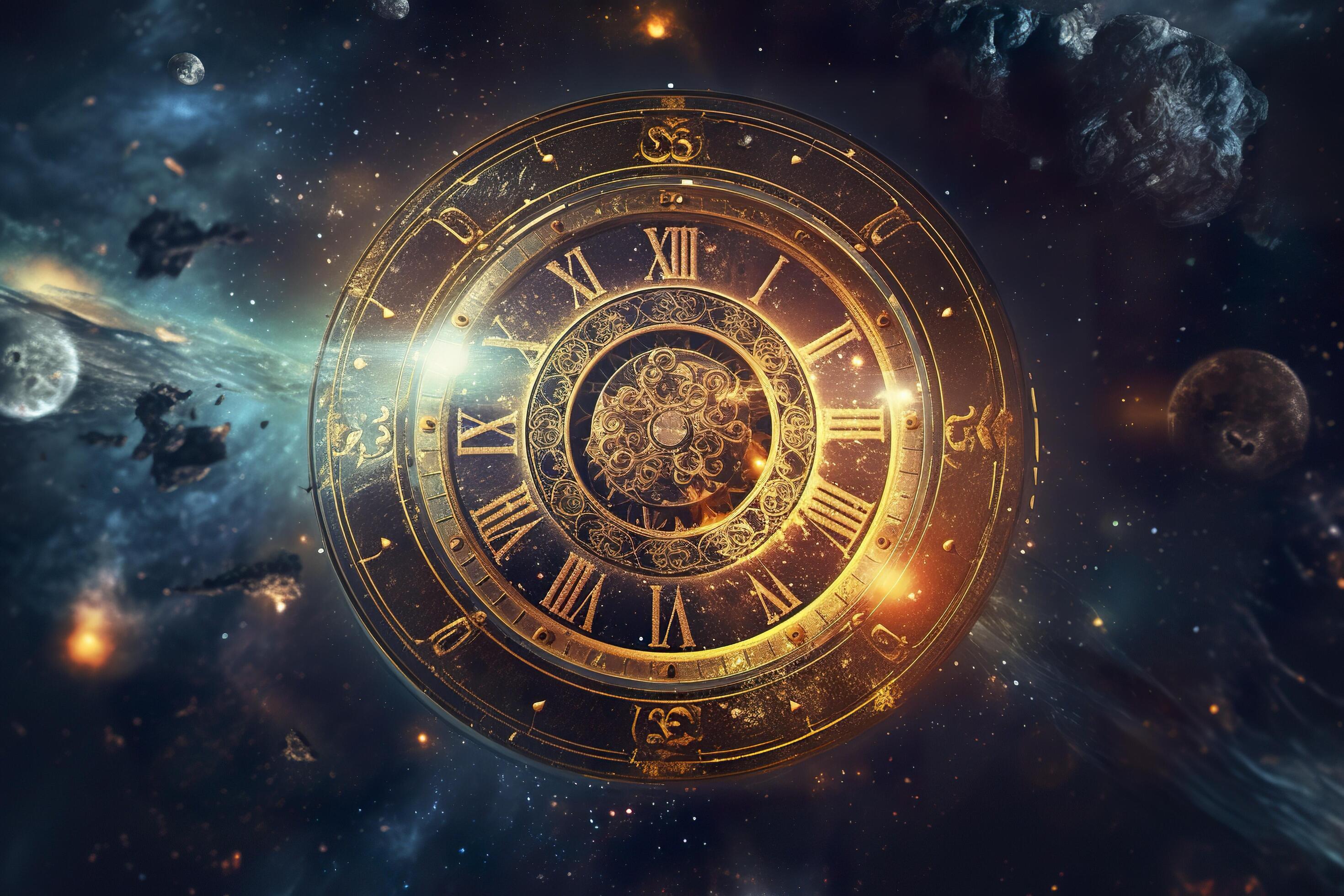 clock in space, time concept. Generative AI 28287834 Stock Photo at