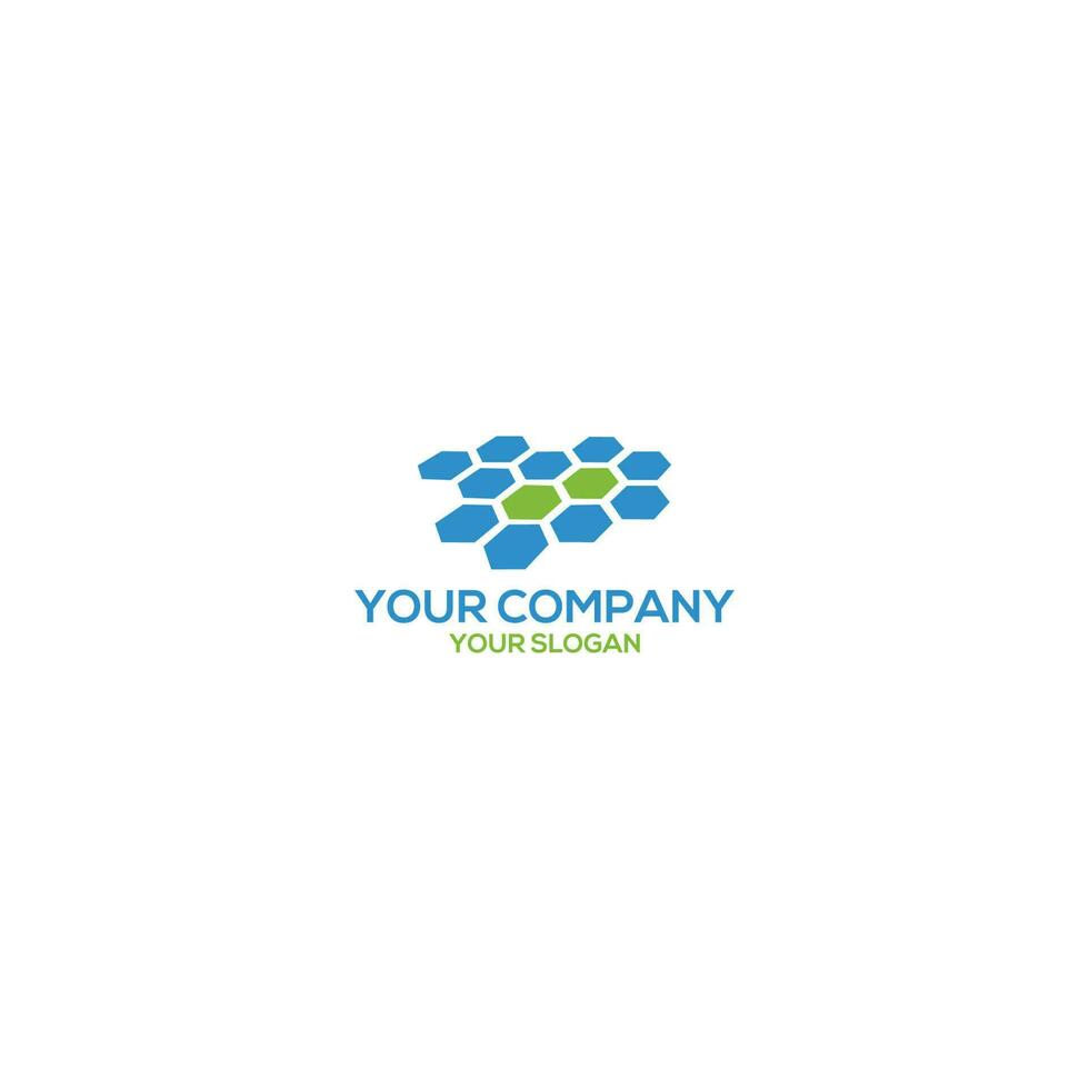 Hexagon Molecular Logo Design Vector