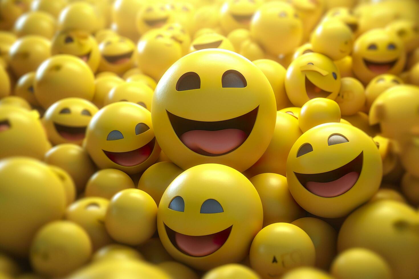 Happy and laughing emoticons 3d rendering background, social media and communications concept. AI Generative photo