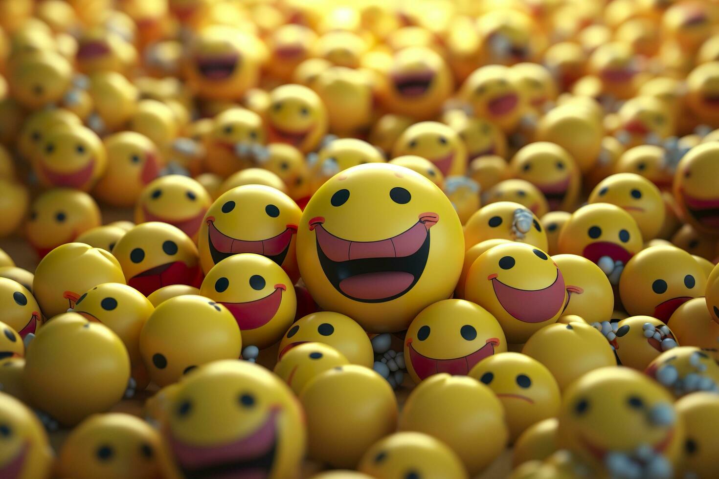 Happy and laughing emoticons 3d rendering background, social media and communications concept. AI Generative photo