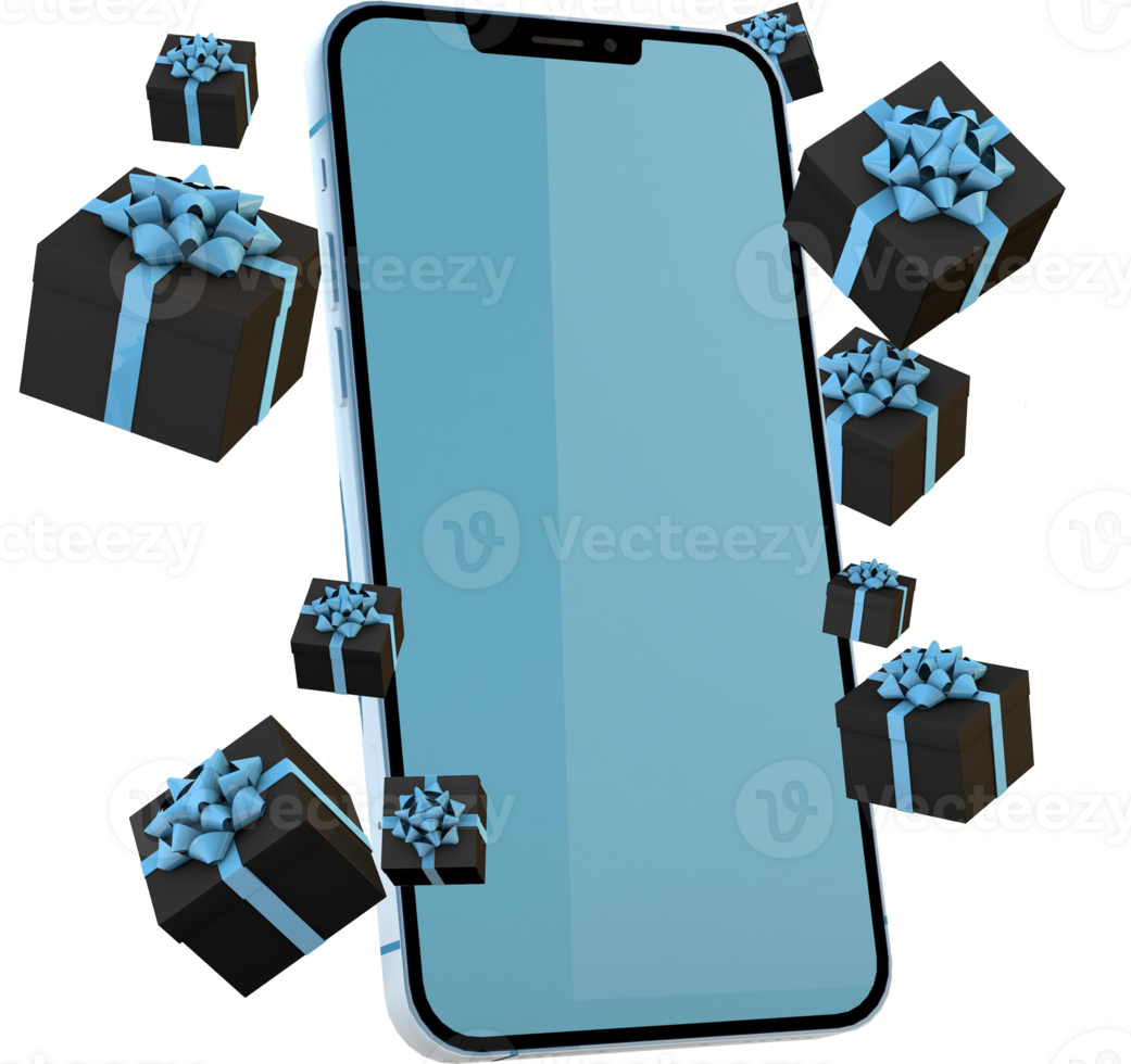 ciber lunes con teléfono y regalo caja png