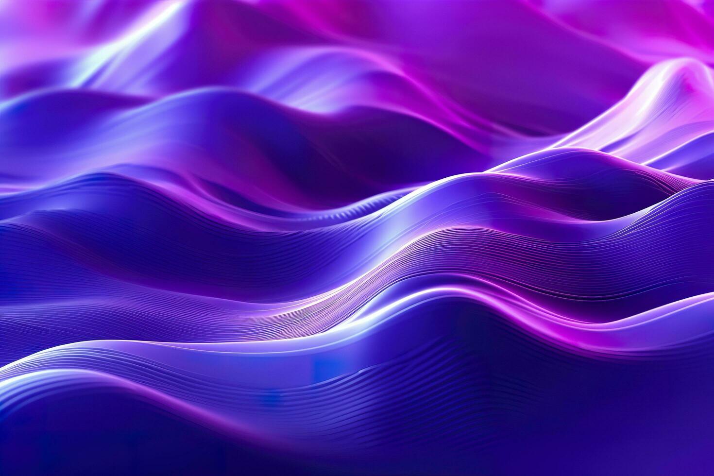 3D renders technological waves with purple, and vibrant colors. AI Generative photo