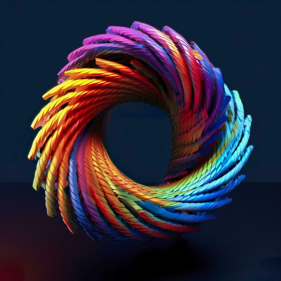 Abstract Rainbow Spiral. Soft and Rounded Forms Rendered in Tangled Perfection. AI Generative photo