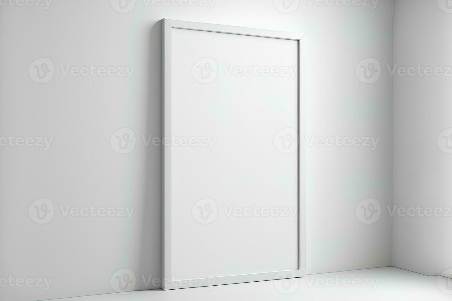 mínimo póster imagen marco Bosquejo colgando en blanco pared. blanco marco Bosquejo. limpio, moderno, mínimo marco. . generativo ai foto