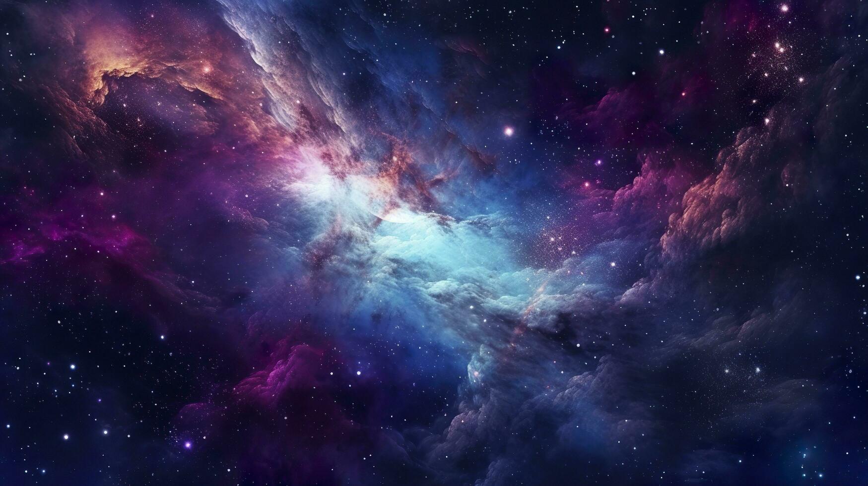 nebulosa galaxia antecedentes con púrpura azul exterior espacio. cosmos nubes y hermosa universo noche estrellas. ai generativo foto