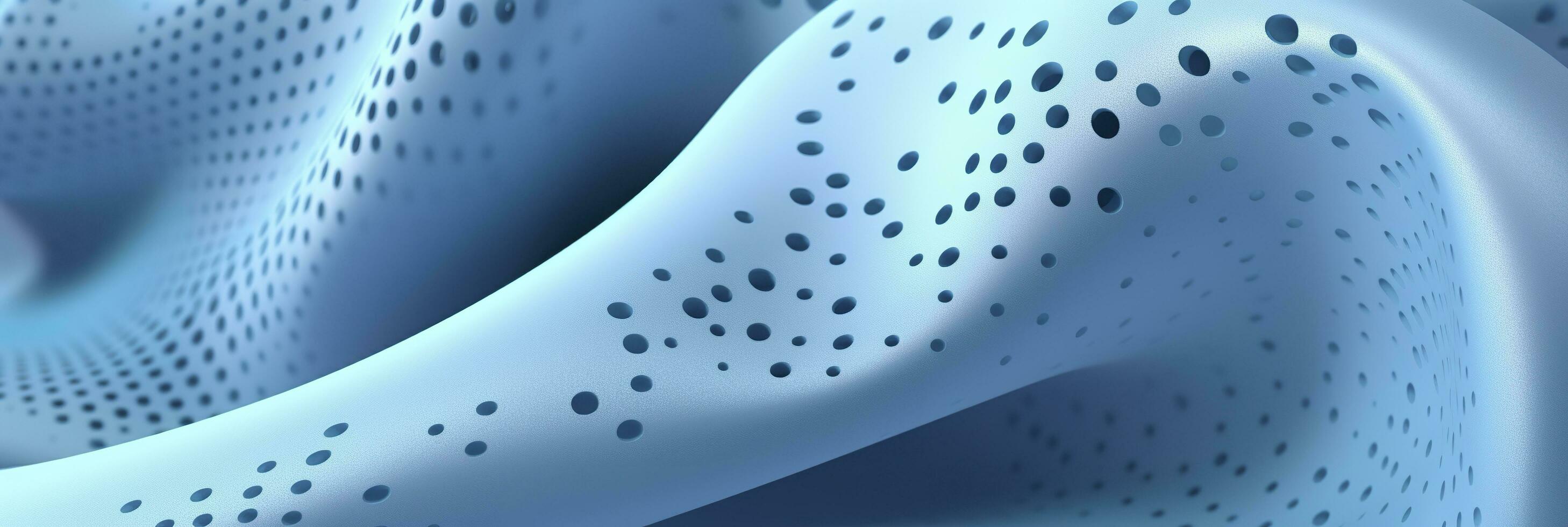 Breathable fabric dry light blue soft mesh holes floating light blue background. Generative AI photo