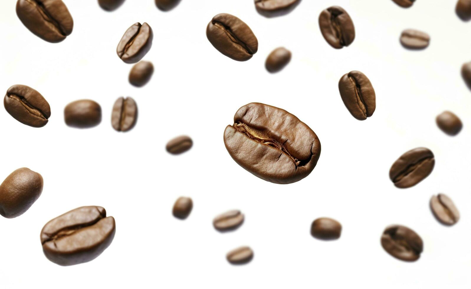 Coffee Bean flying on white background, 3d illustration. Generative AI photo