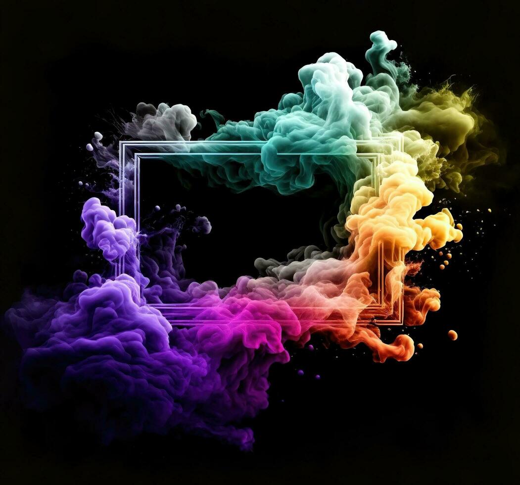 colorful smoke frame with futuristic gas for abstract background generative ai technology photo