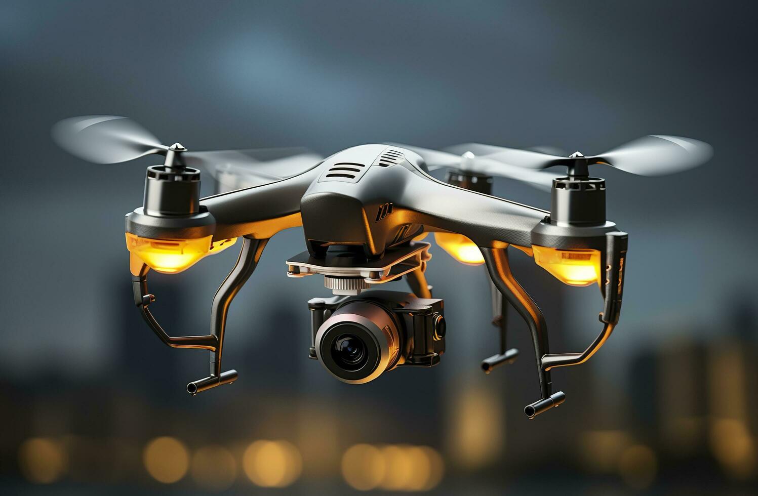 Drone quadcopter with digital camera. Generative AI photo