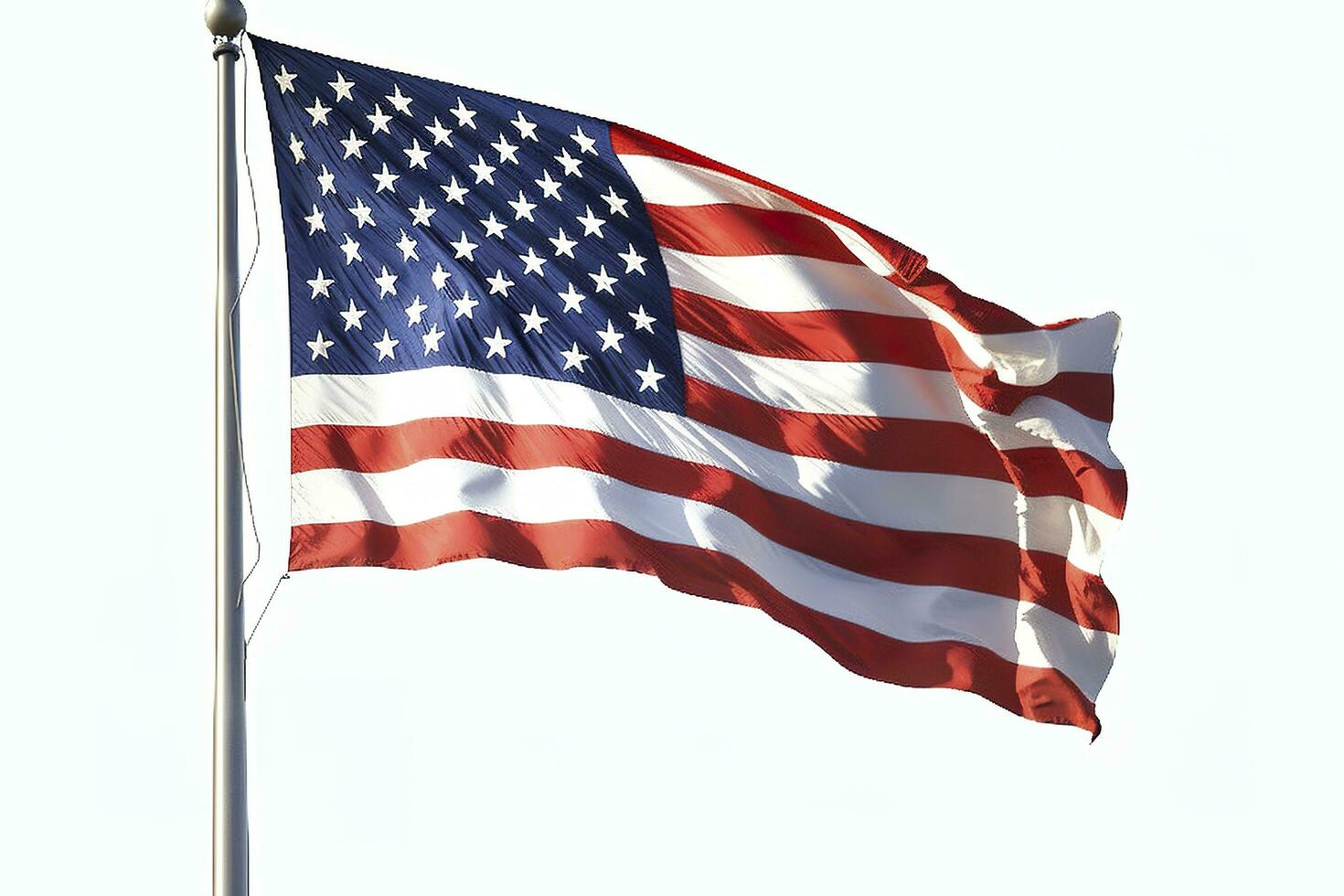 The flag of the United States of America Isolated. solid white backgroud. AI Generative photo
