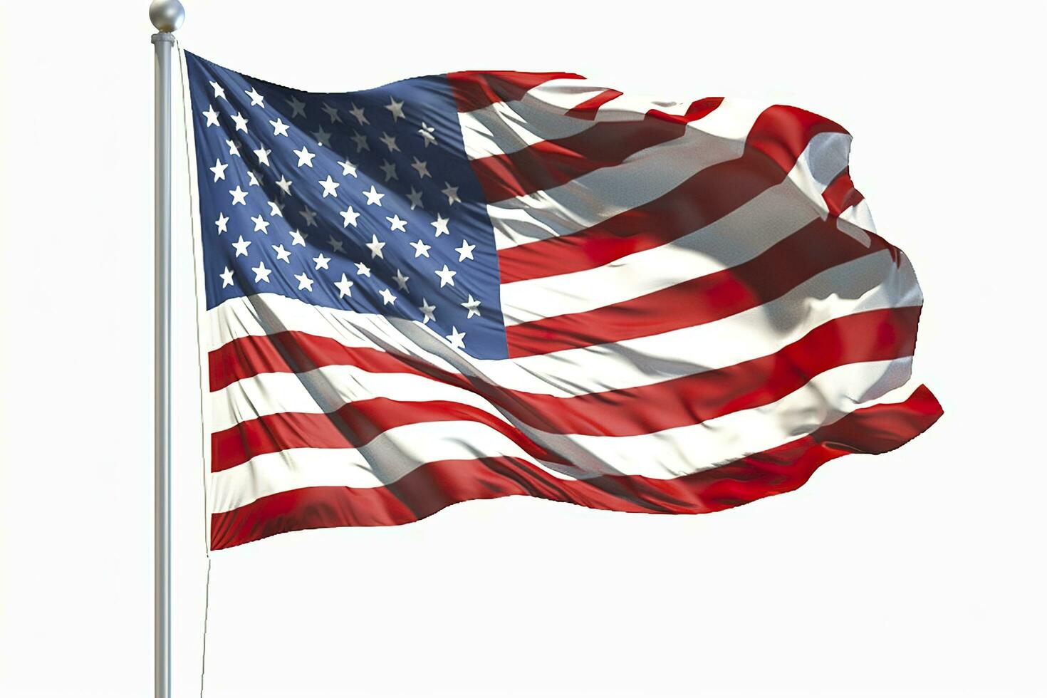 The flag of the United States of America Isolated. solid white backgroud. AI Generative photo