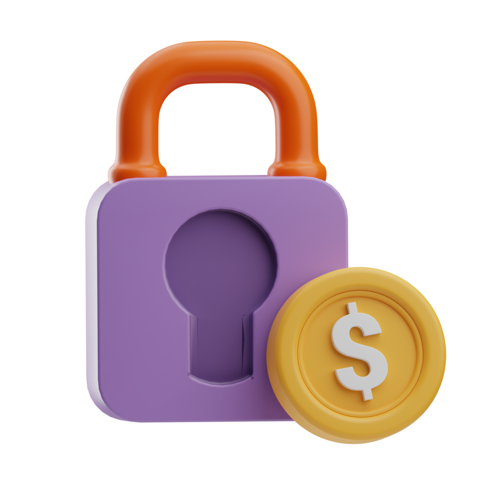 business financial Lock illustration 3d png