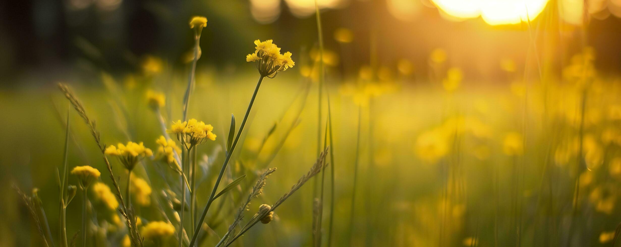 Tranquil spring summer nature closeup and blurred forest background. Generative AI photo